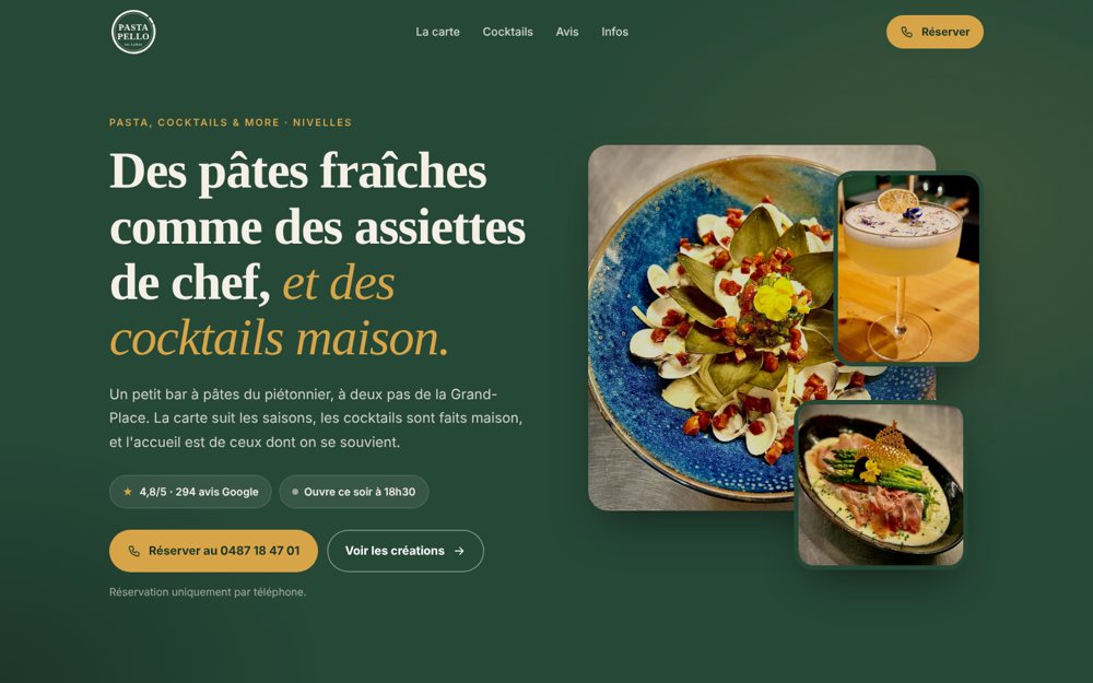 Site réalisé pour Pasta Pello